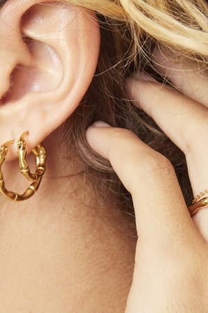 Boucles d'oreilles Hoops Bamboo 15 mm Argenté Acier inoxydable h5 Image3